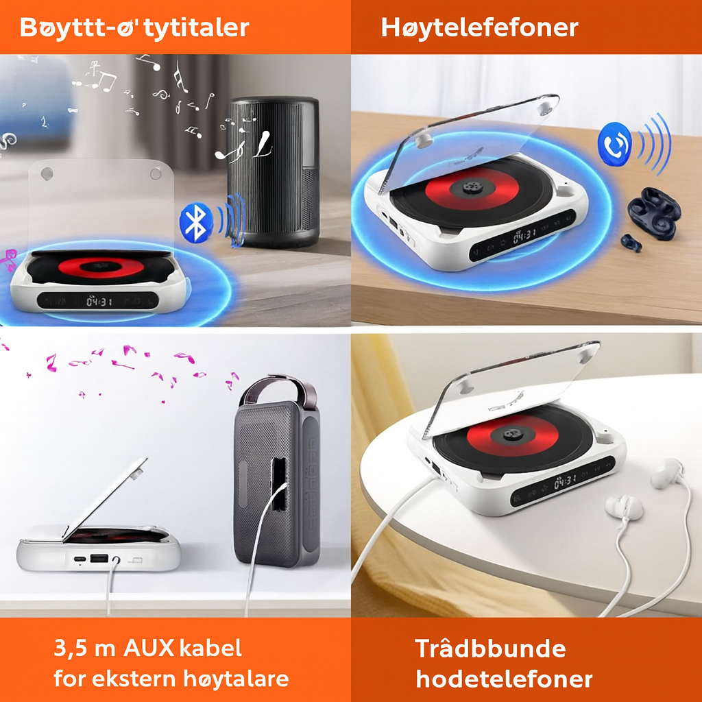 ClassicWave™ | Bærbar CD-spiller med Bluetooth og kabeltilkobling