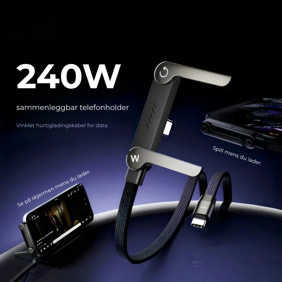 FlexCharge 2-i-1™ | Rask lading + innebygd holder – gjør hverdagen enklere