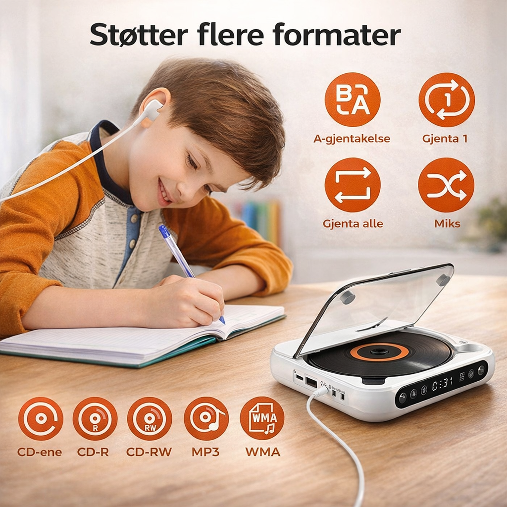 PureSound CD Player™ | Gjenoppdag musikken med krystallklar lyd hvor som helst