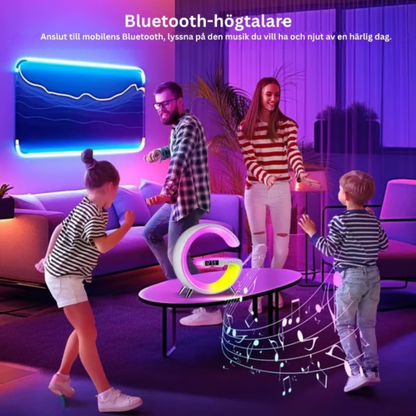 AudioGlow™ | Soloppgangsvekkeklokke, Bluetooth-høyttaler, trådløs lader, stemningsbelysning!