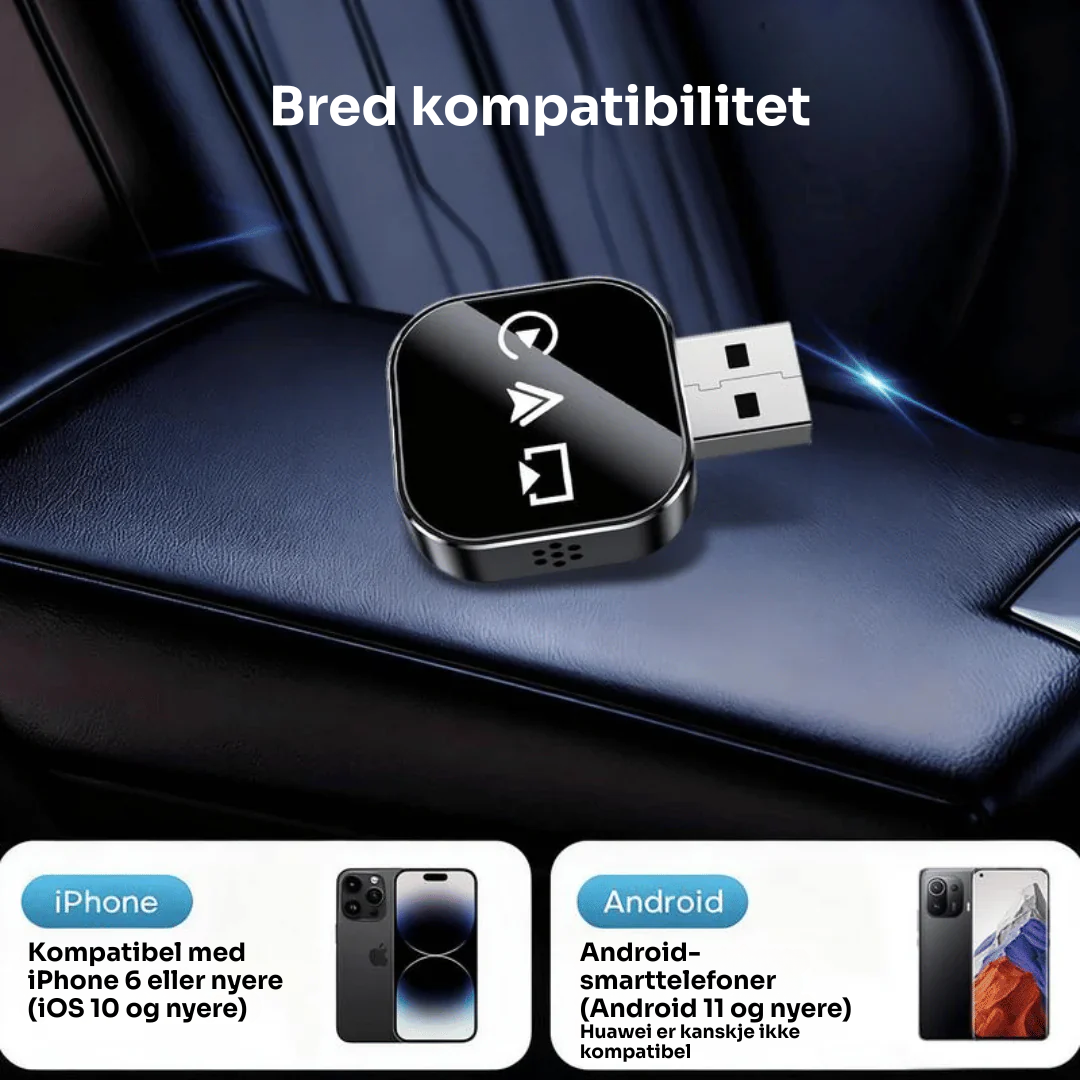 Connectify™ | Trådløs 3-i-1 CarPlay- og Android Auto-adapter