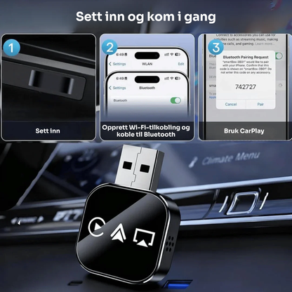 Connectify™ | Trådløs 3-i-1 CarPlay- og Android Auto-adapter